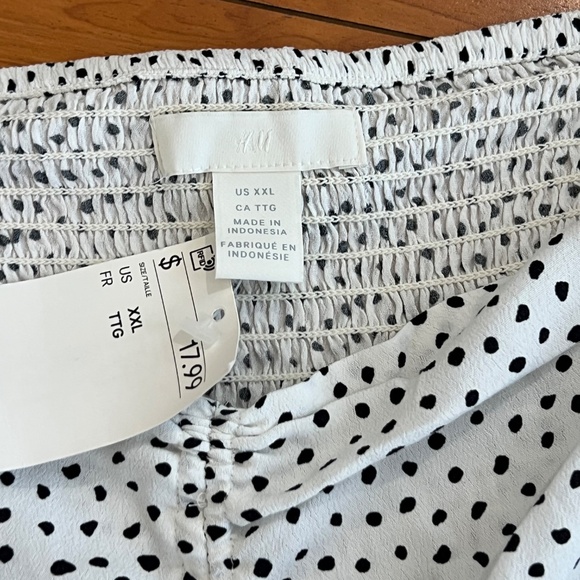 H&M Women White Polkadot Blouse Plus Size XXL New with tag - Picture 3 of 6